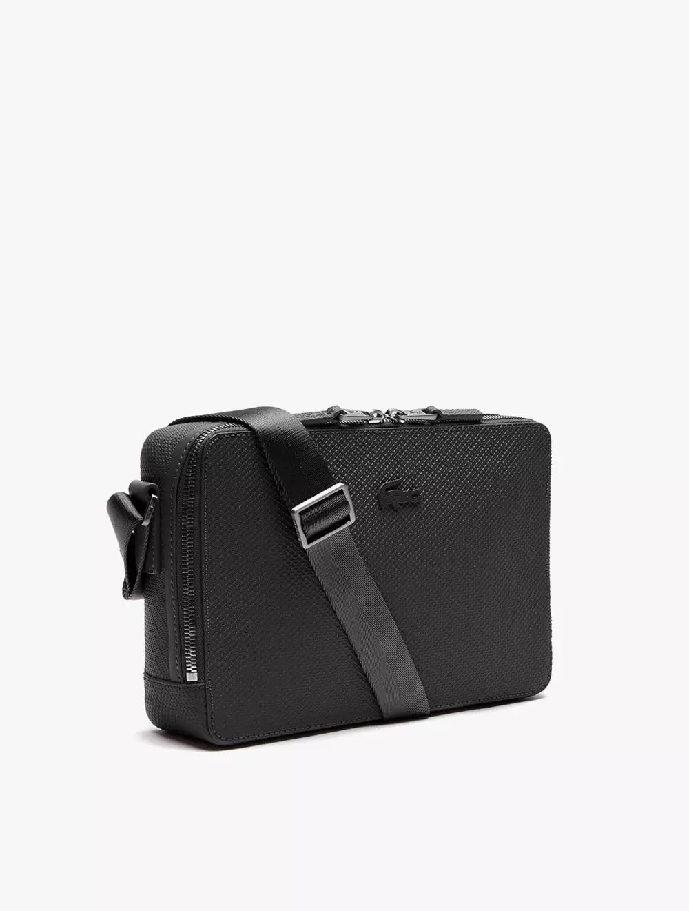 Men's Chantaco Matte Stitched Leather Zippered Crossbody Bag - Black