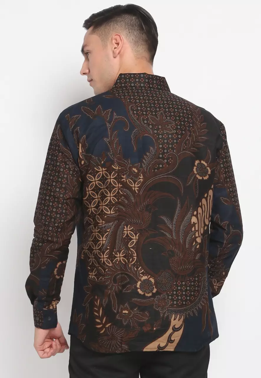 Kemeja Batik Pria Premium Slimfit Elegant Modern Lengan Panjang Kamajaya Navy
