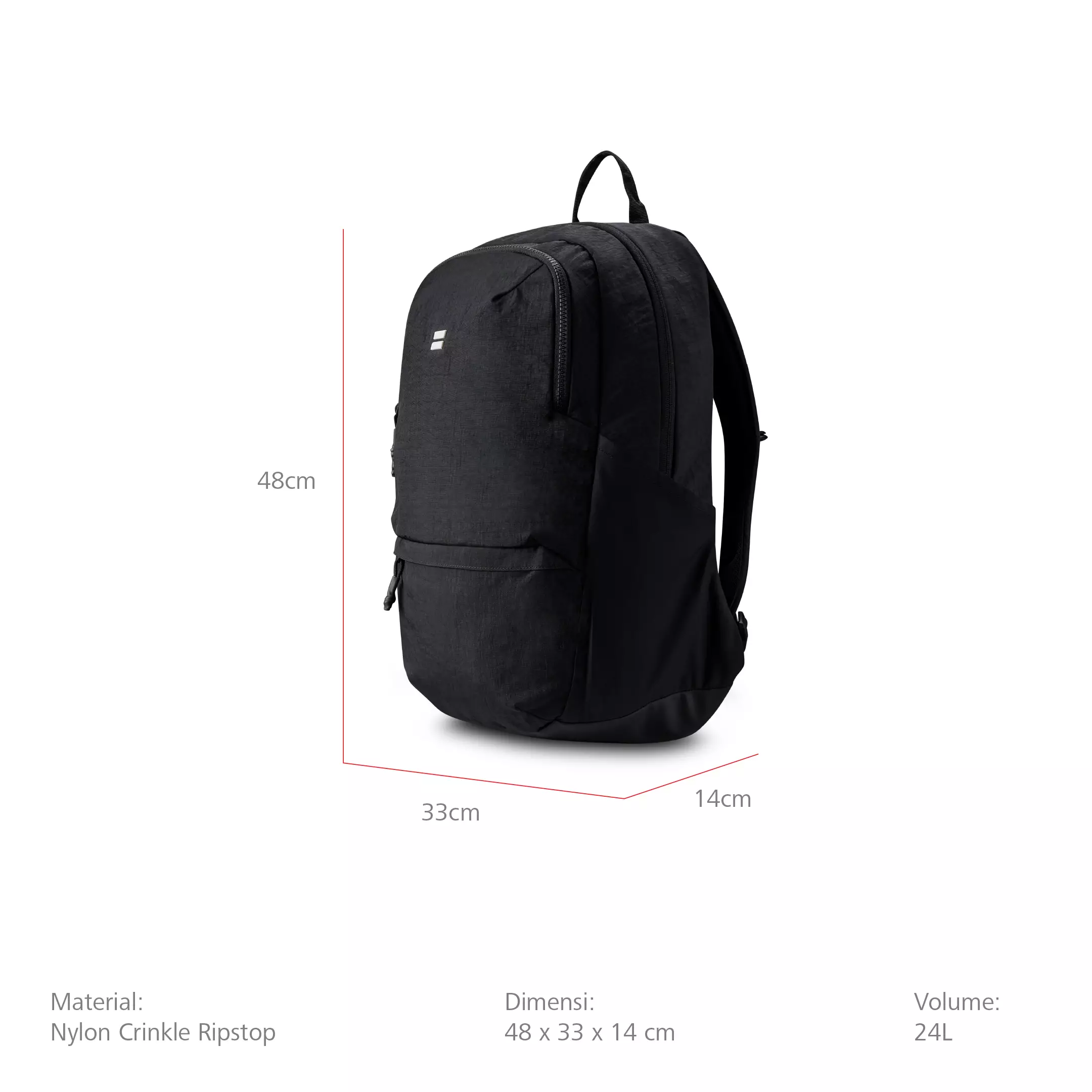 Barrow Laptop Backpack 15 Inch Tas Ransel Kerja Kuliah Sekolah Ringan Stylish 24 L - Hitam