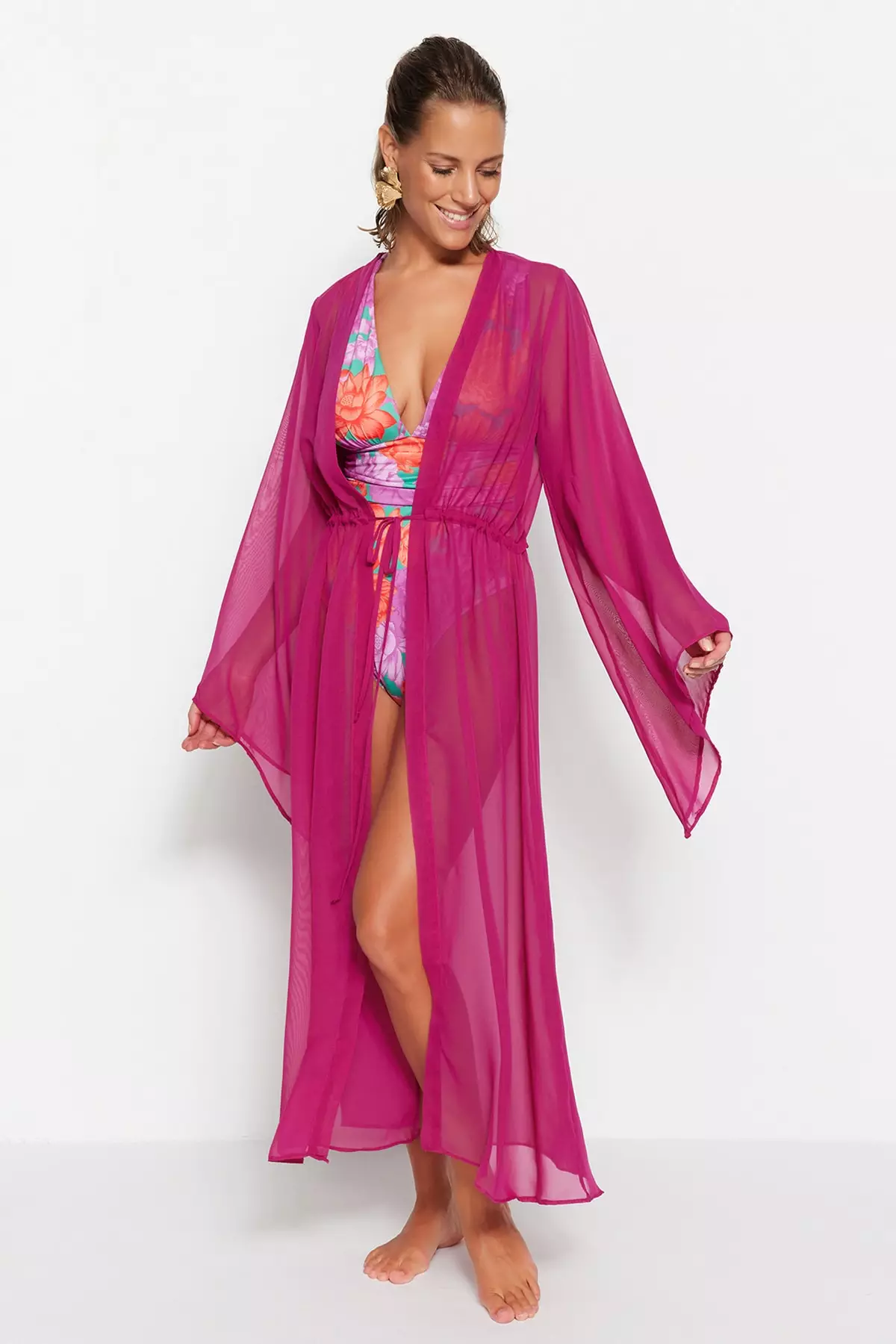 Chiffon on sale kimono dress