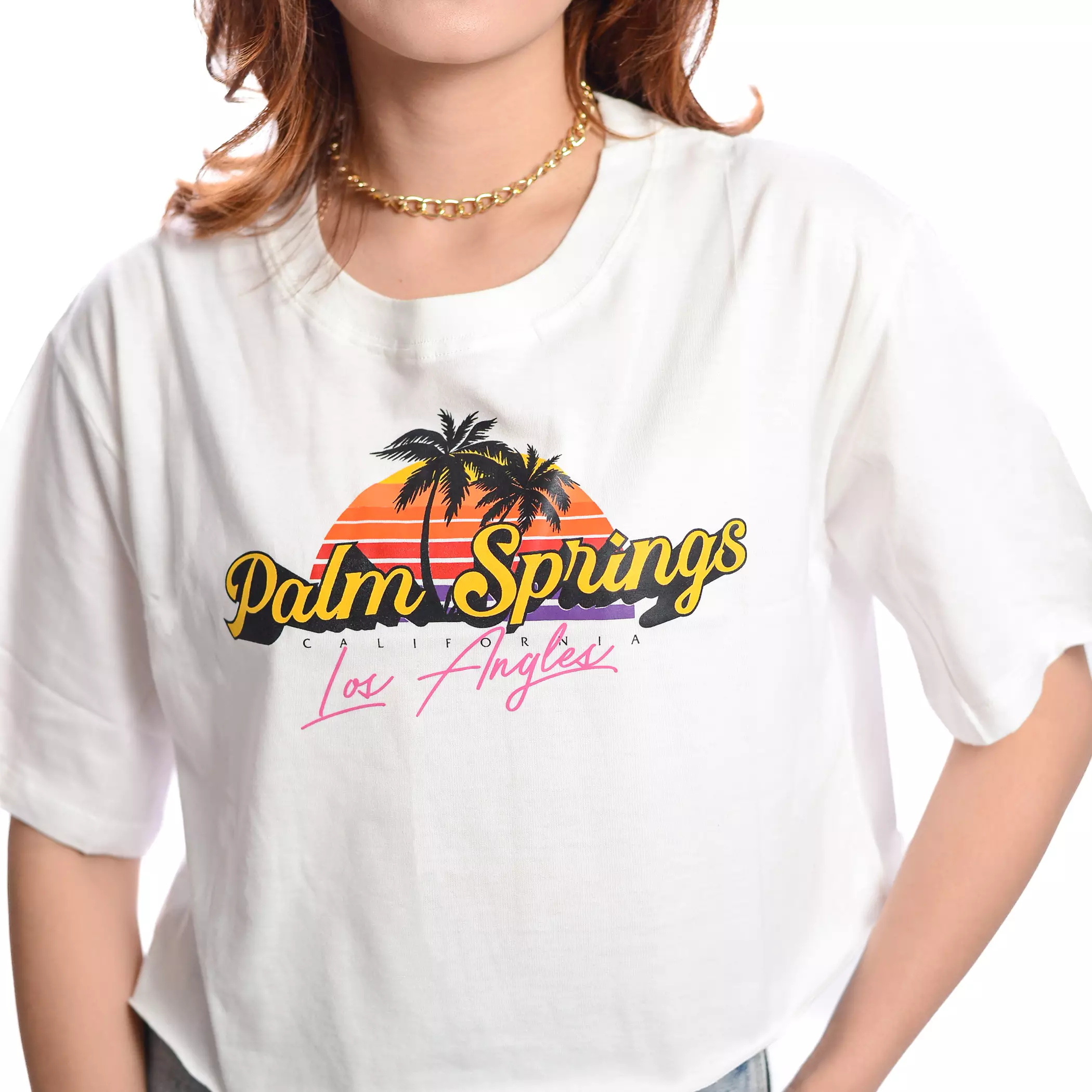 Enough For Today - Kaos Crop Oversize Palm Springs White