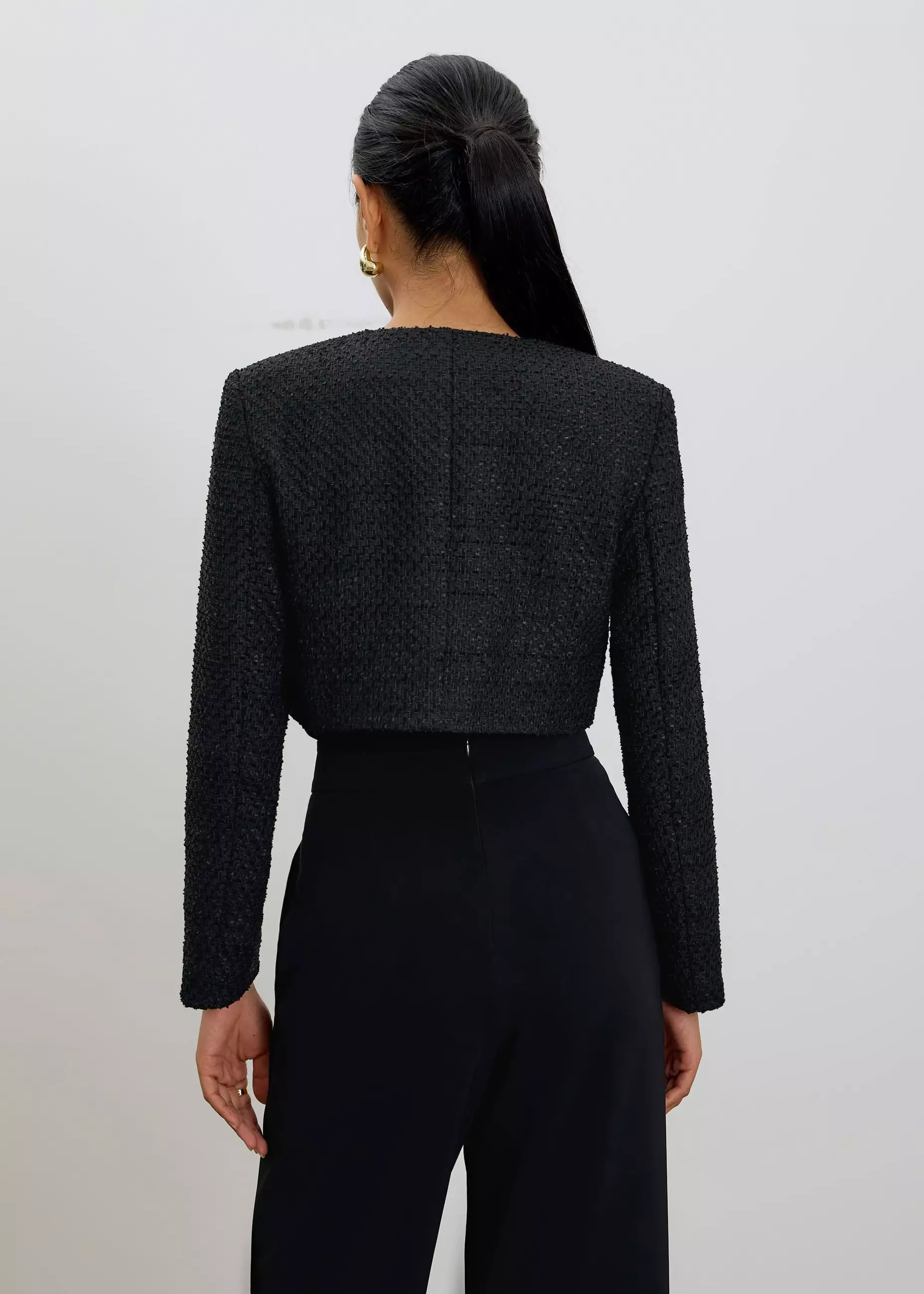 Jaket Wanita - RuchedReady® Fumiko Ribbon Tweed Crop Jacket