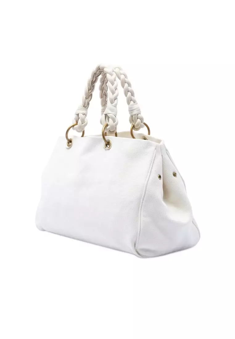 Pre-Loved Bottega Veneta Canvas Braided Tote
