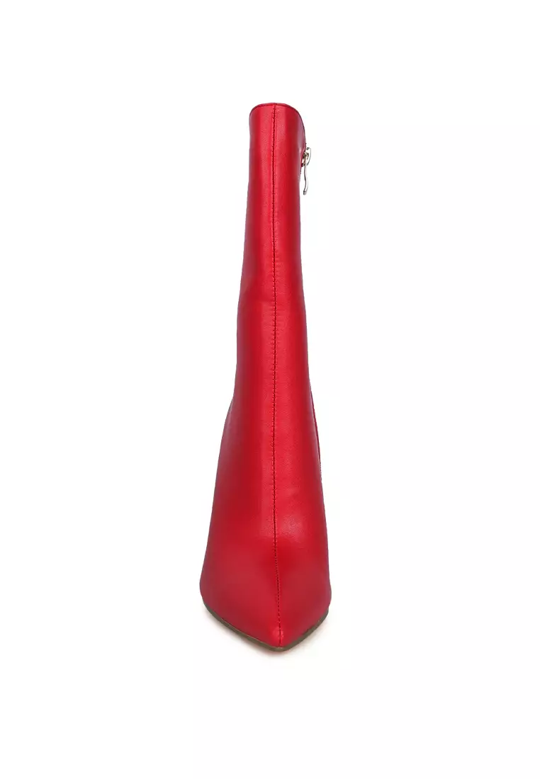 Red leather stiletto ankle boots store