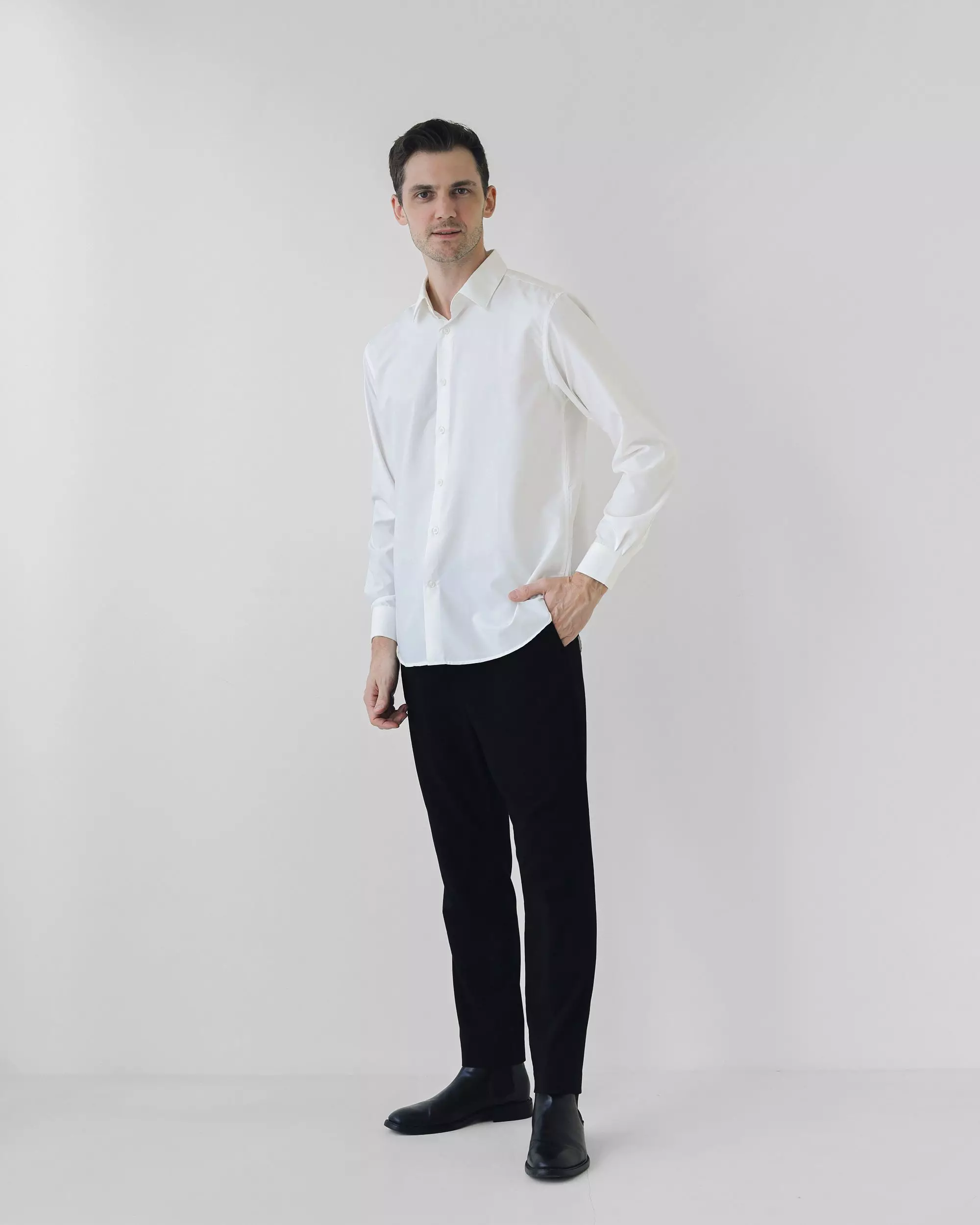 Cotton Well Elvon Smart Shirt White | Kemeja Pria Formal Basic Clean Lengan Panjang Putih