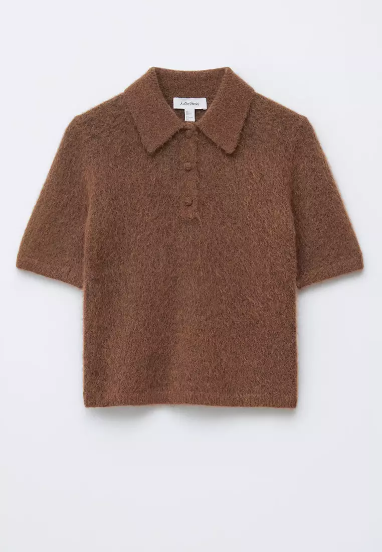 Brushed Knit Polo T-Shirt