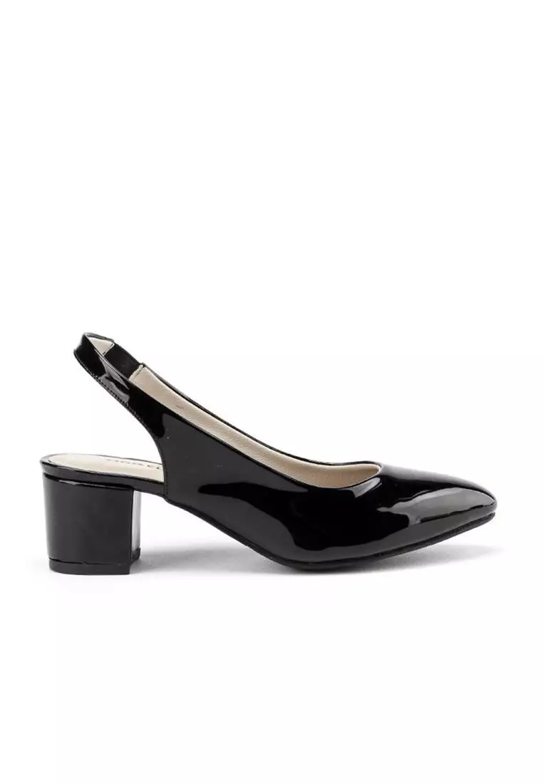 Dion Sepatu Sandal  Wanita Sling Back - Black patent
