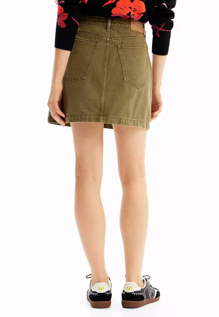 Desigual Woman Denim pockets mini skirt.