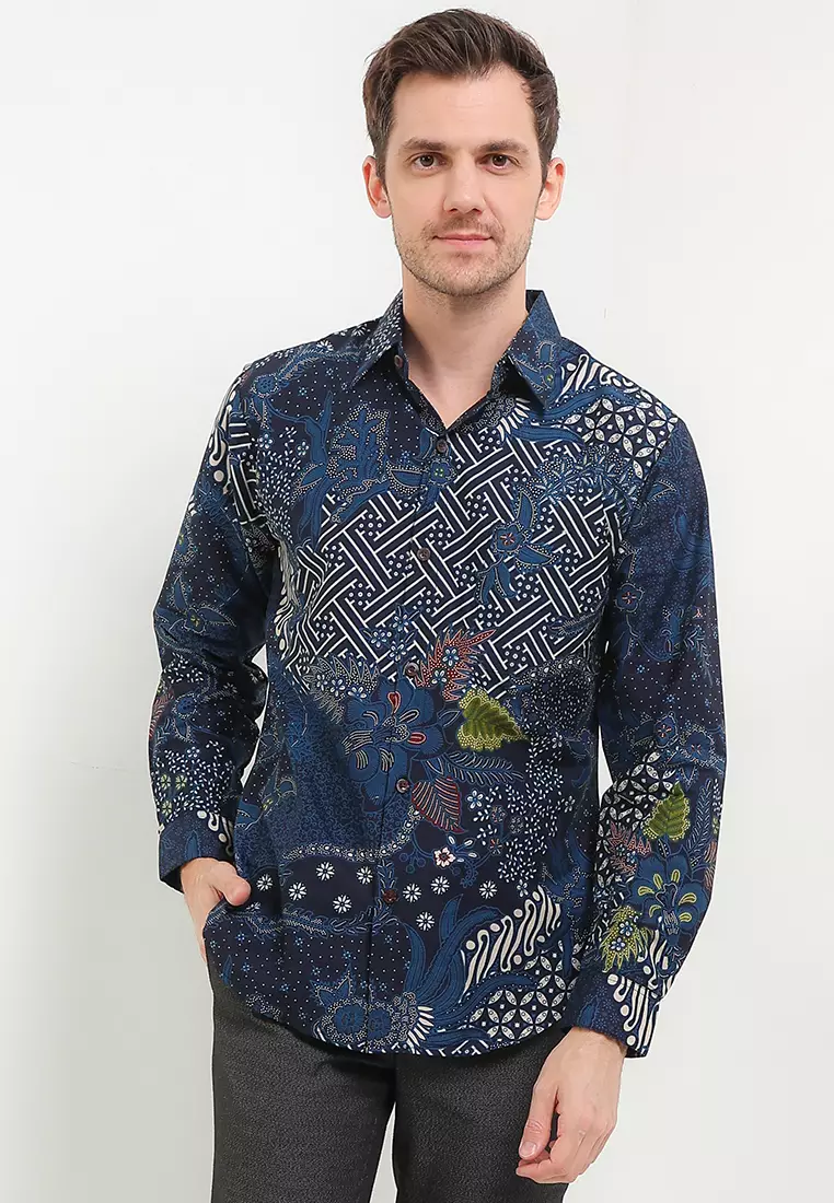 Kemeja Slimfit Ryder Batik Pria Lengan Panjang