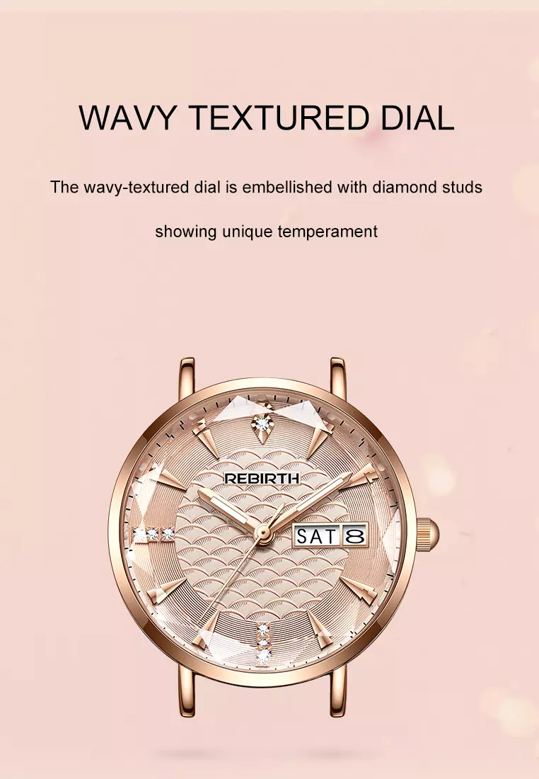 Jam Tangan Wanita Original Anti Air Tali Stainless Steel Jam Kuarsa Santai Mewah Jam Tangan Cewek rosepink