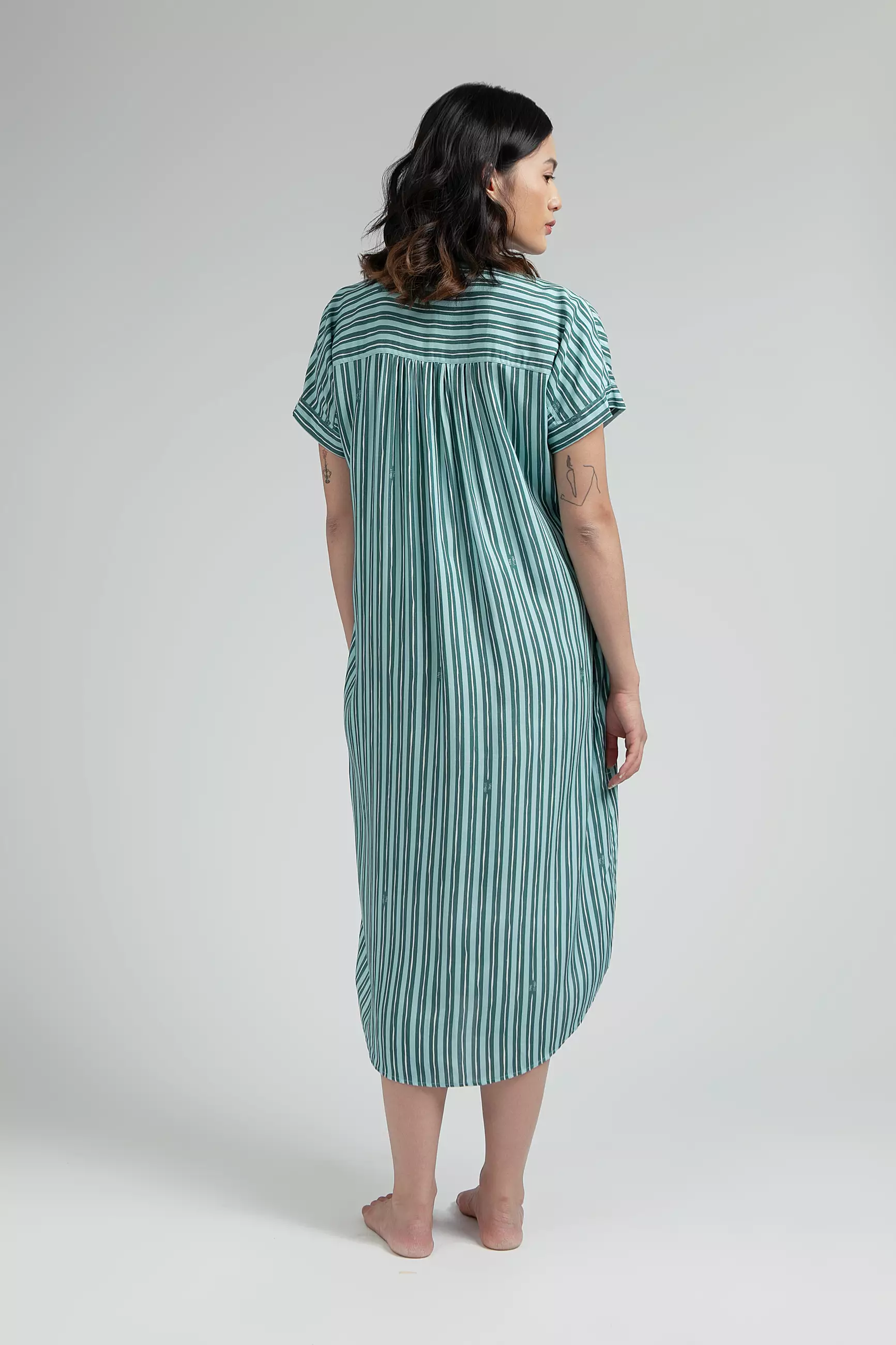 Daster Wanita Katun Ecovero | SARE studio Sleepwear OBI Loose Dress in Ocean Salur