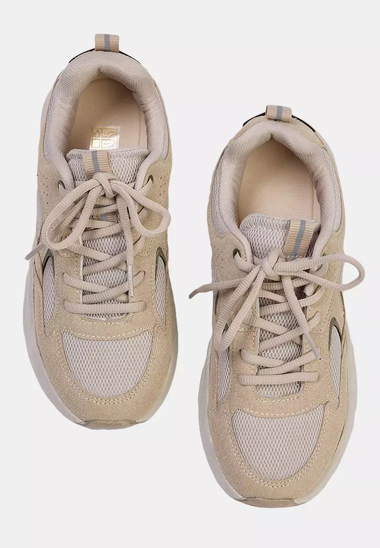 Beige Contrast Comfortable Sole Chunky Women's Sports Shoes Takaw26Sn00023