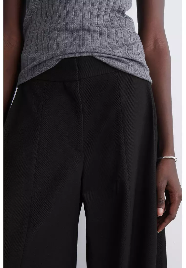 RELAXED WOOL-BLEND WIDE-LEG TROUSERS