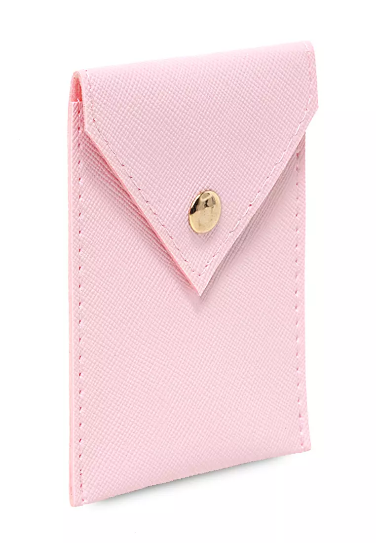 Manley Card Wallet Motif Polos Pengait Kancing Design Simple - Peach