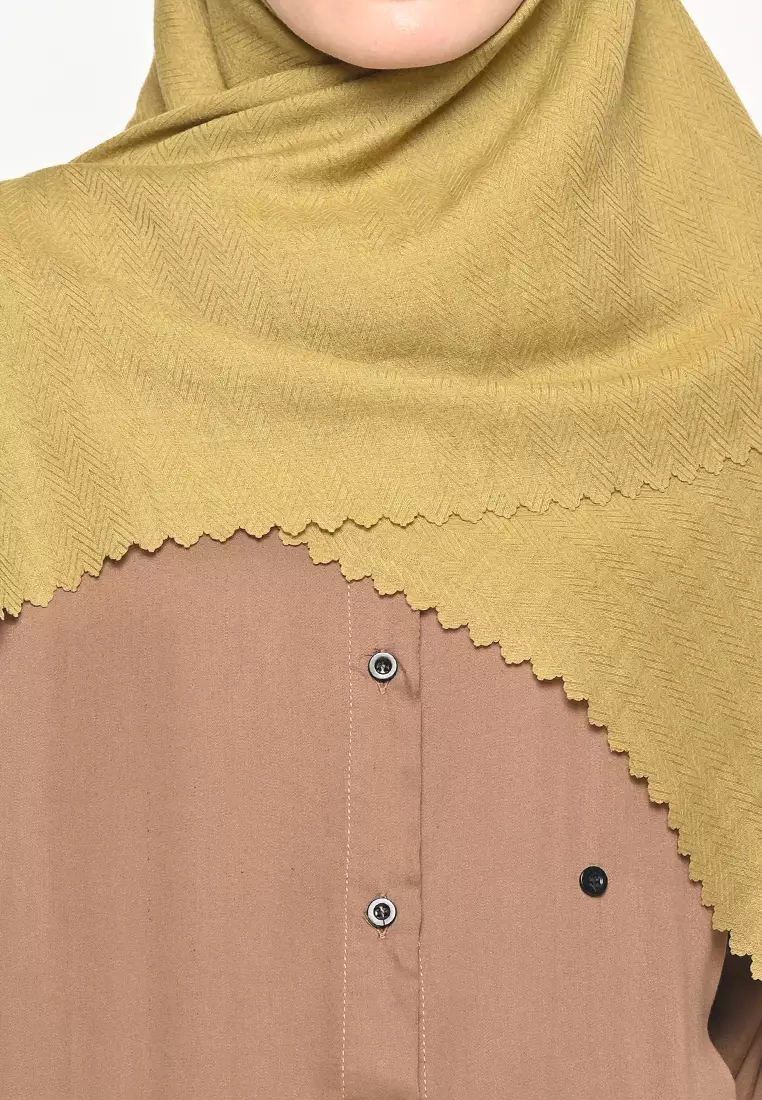 Hijab S4 Voal Zaffron Lasercut Stupa Olive