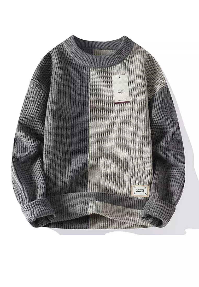VANSA Patchwork Loose Knitted Sweater VCM-Kw23783