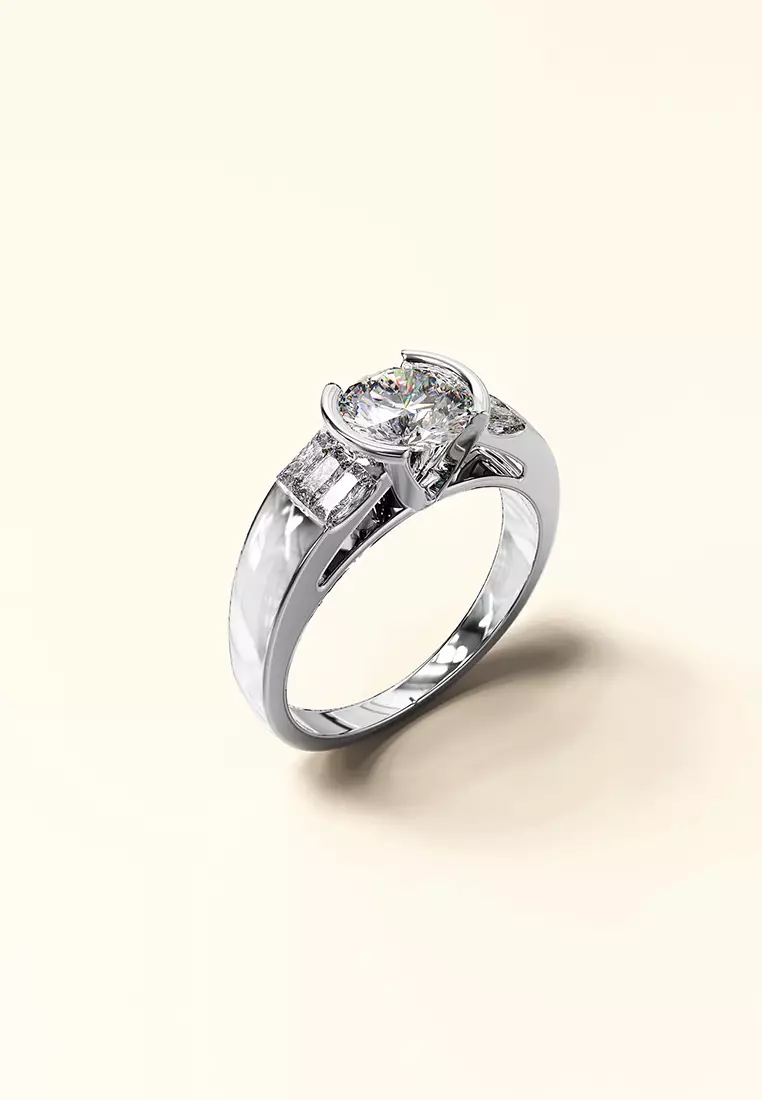 Be My Lady White Gold Layered Ring - US 8