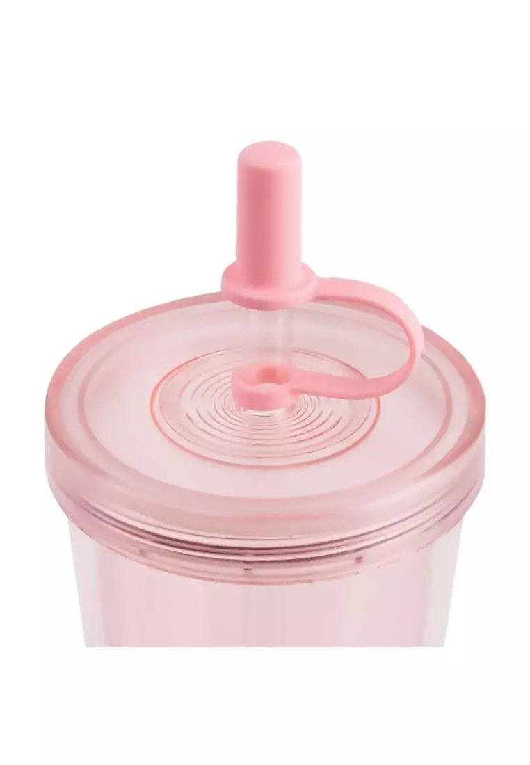 Oasis Insulated Smoothie Tumbler w/ Straw 500ml Soft Pink