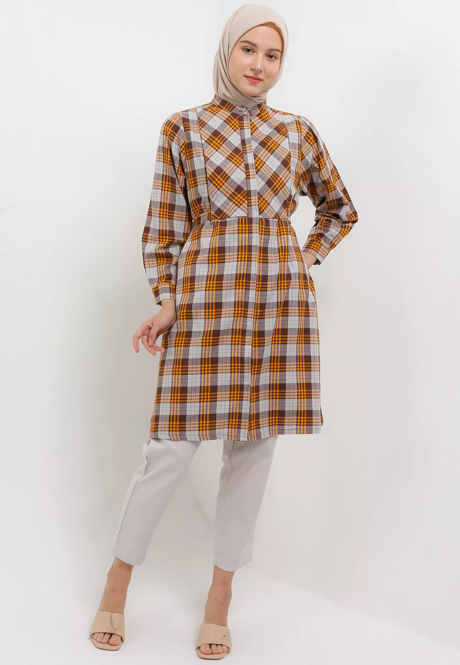 MFMW Ashley Tunik Brown Motif Kotak