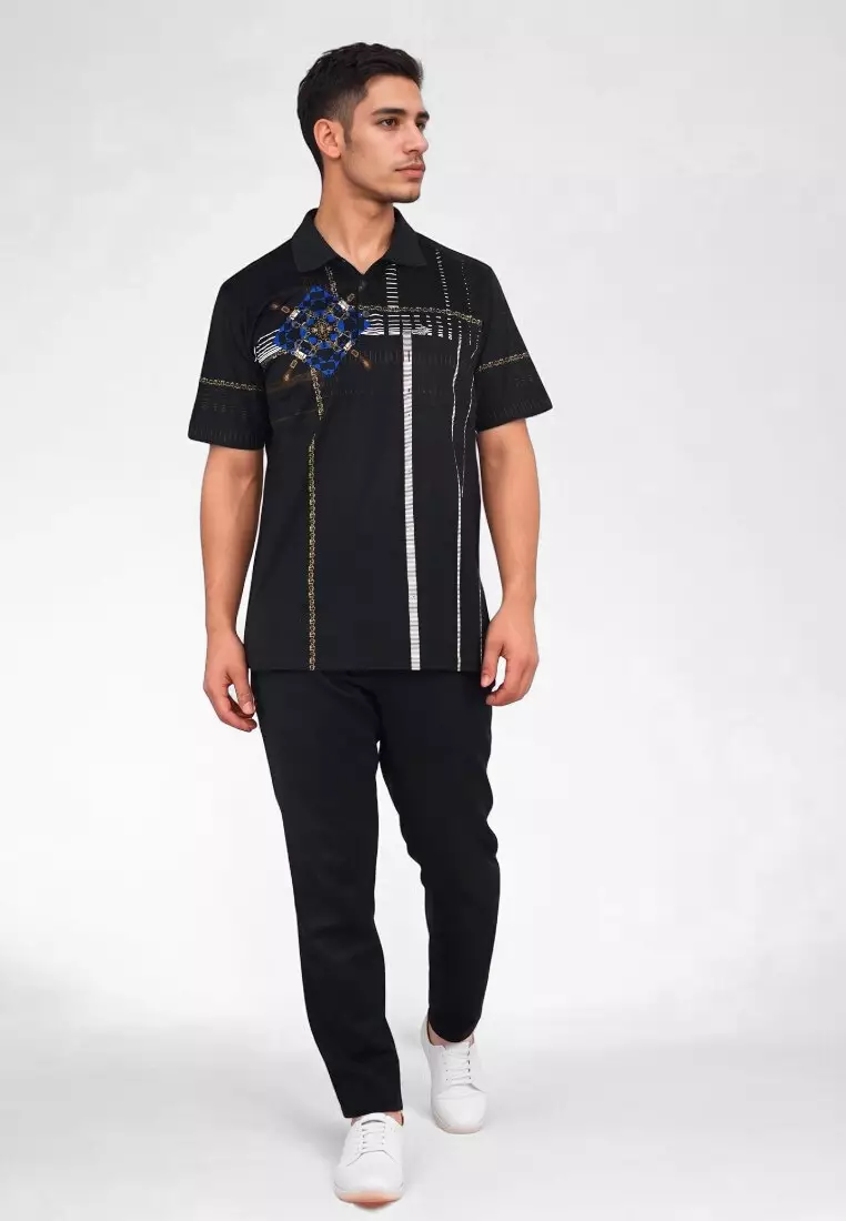 Crocodile DIAMOND 1837 Black Blue - Kaos Kerah Pria Men Polo Original Relax fit