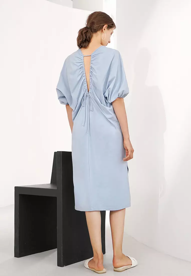 Dolman Sleeves Dress with Ruched Back Dress