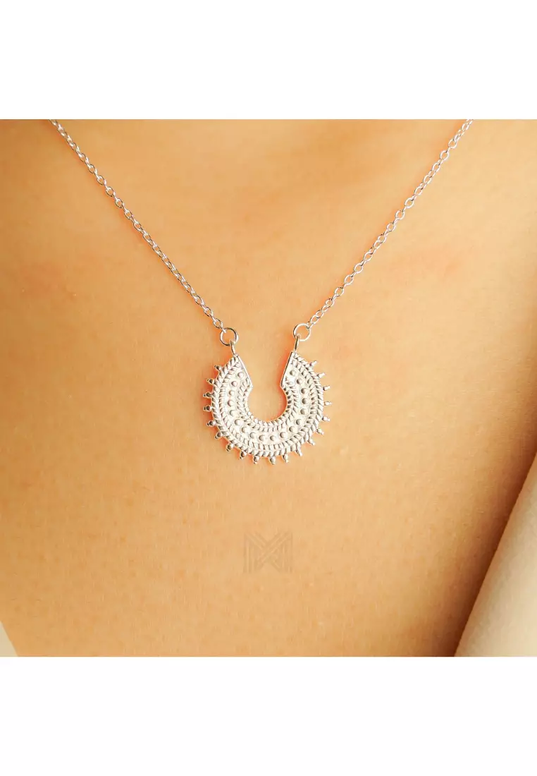 Millennia 2000 Chain with Filigree Ethnic Boho Charm Silver Necklace with 925 Sterling Silver