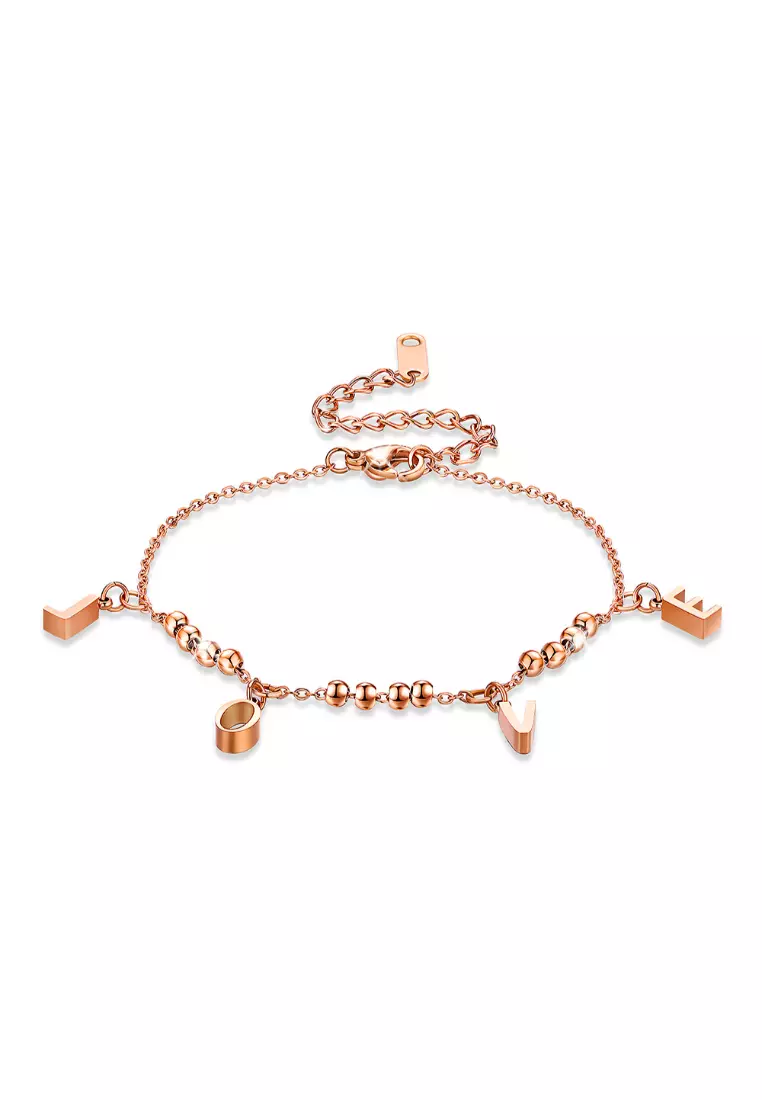 Love Charm Bracelet in Rose Gold