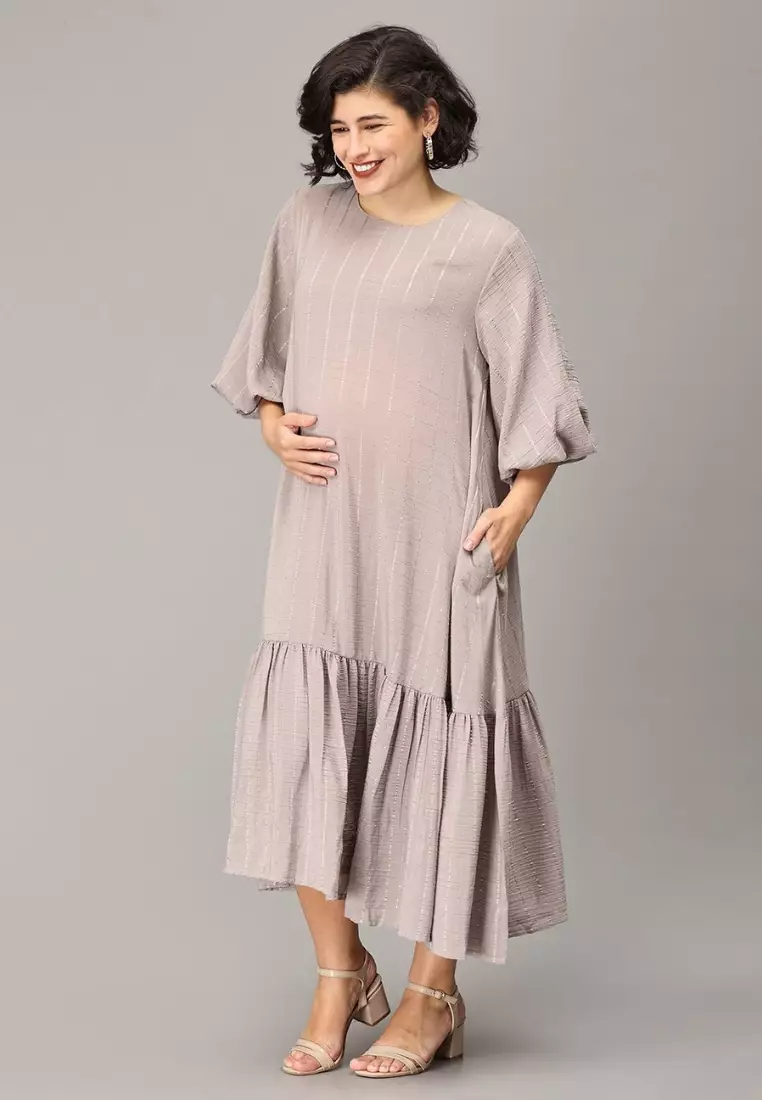 Embrace The Grey Maternity Oversized Tunic Dress