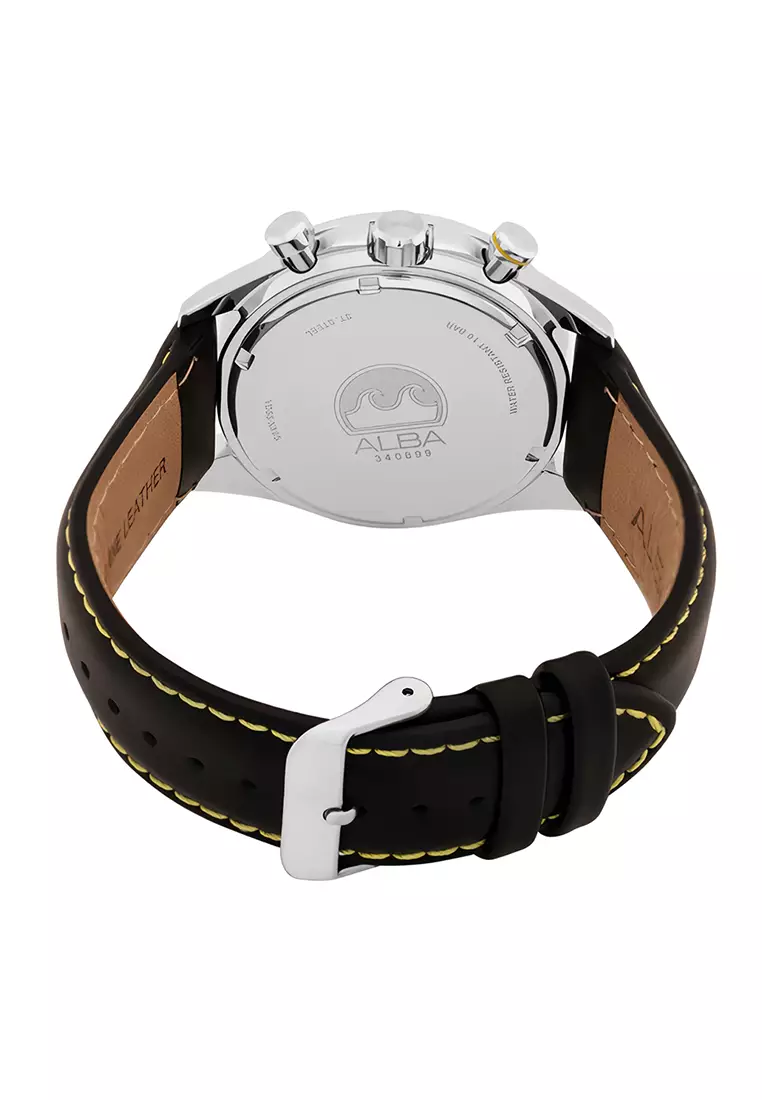 Alba - Jam Tangan Pria - AT3J33X1 Midnight Black Dial with Leather Straps Chronograph