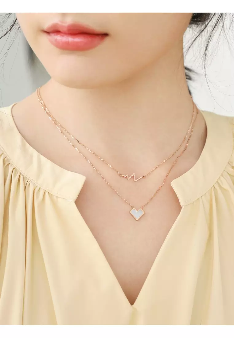 18K Rose Gold Abstract Linear Bar Necklace for Women 92791N