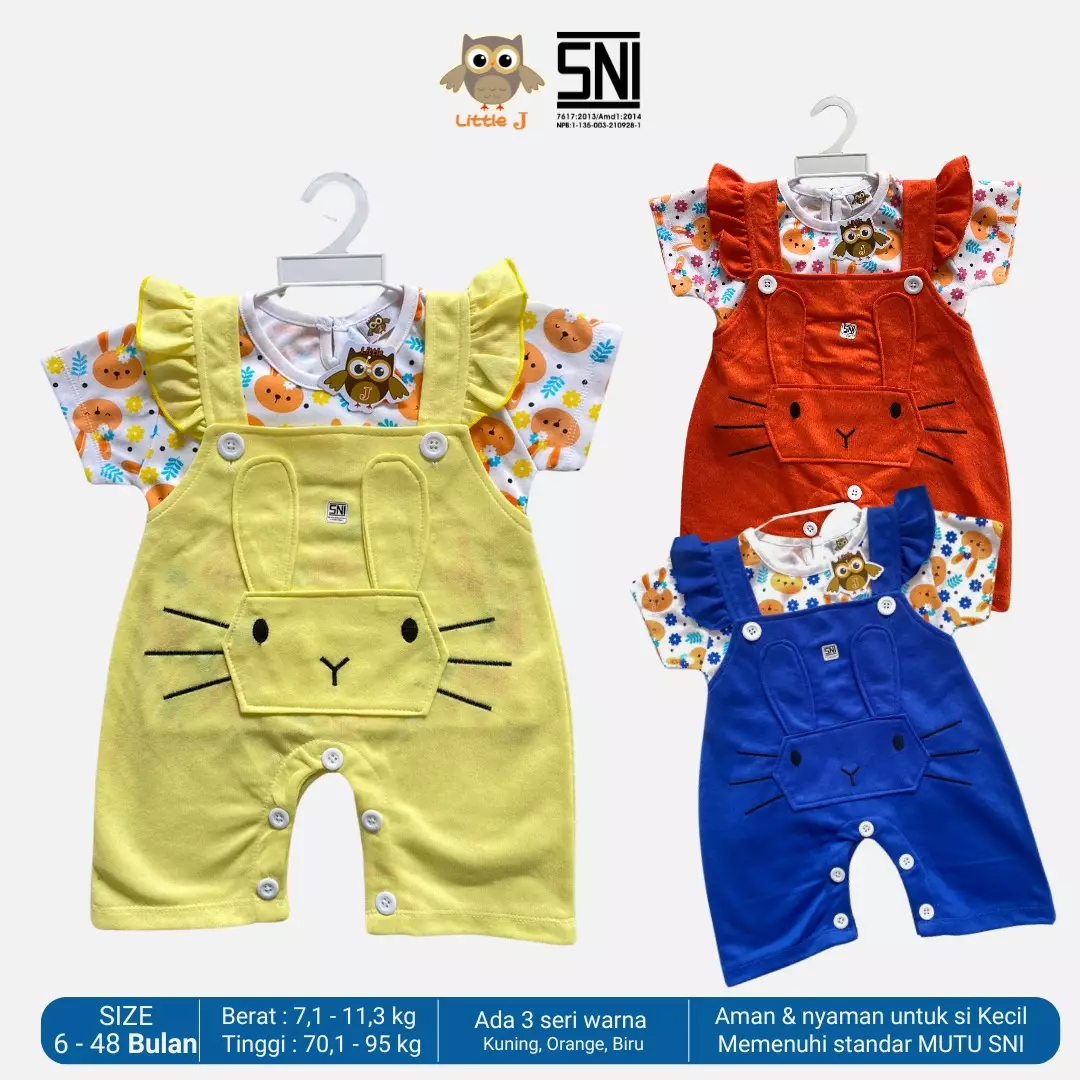 Little J - Overall Cewek- Baju Kodok Anak / Celana Jumpsuit Baju Kodok / Overall Kodok Premium Biru