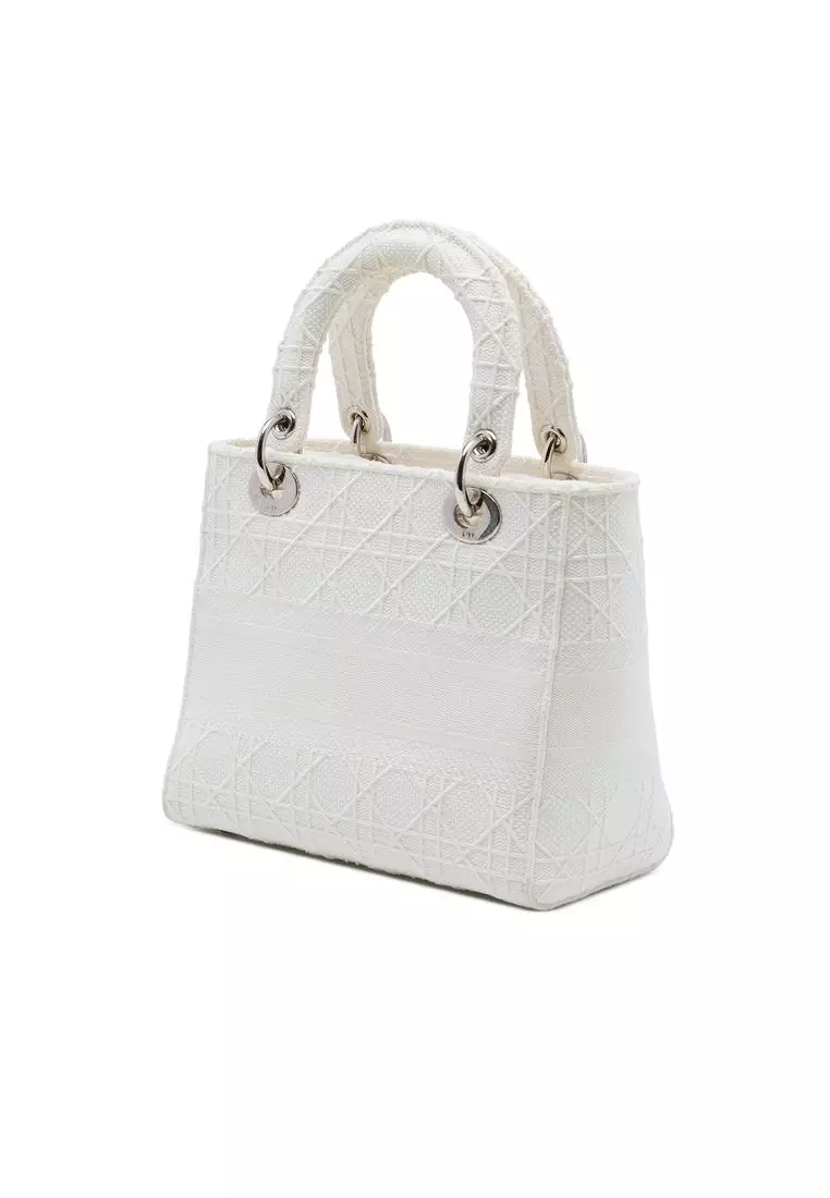 Pre-Loved Dior Medium Embroidered Canvas Cannage Lady D Lite