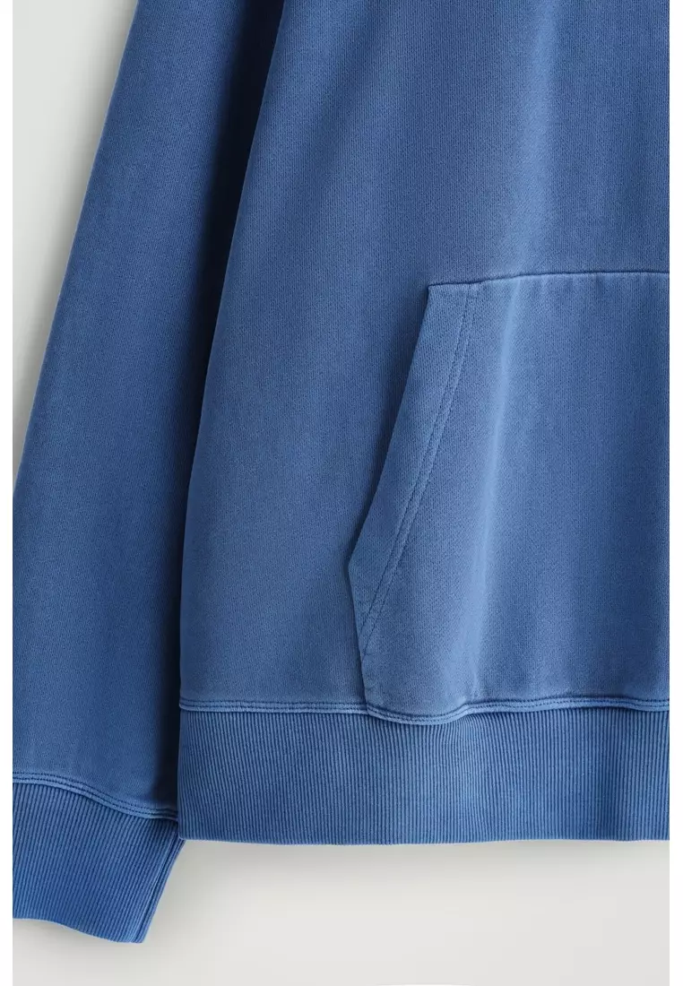 WASHED COTTON-JERSEY HOODIE