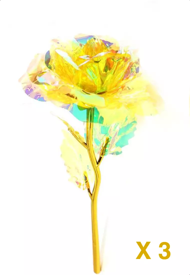 Buy MOHLIA 3 Magical Crystal Roses - Yellow 2025 Online | ZALORA ...