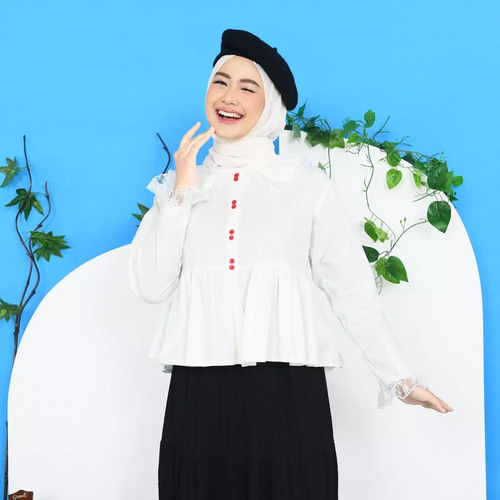 Biyaa Poplin Blouse - Broken White M19754 R23S1