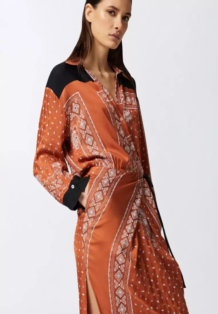 Batik printed wrap dress