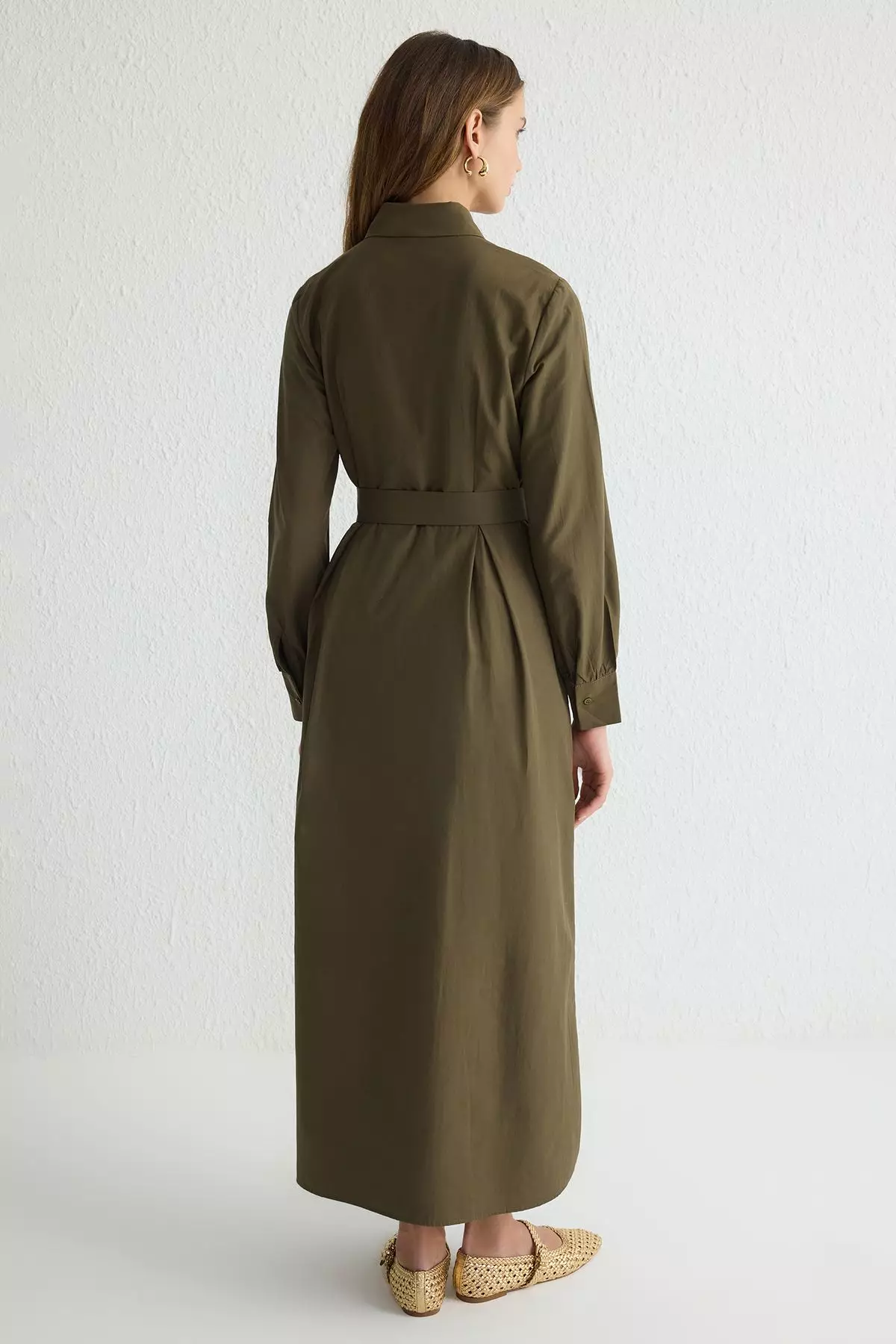 Collared Belted Woven Dress