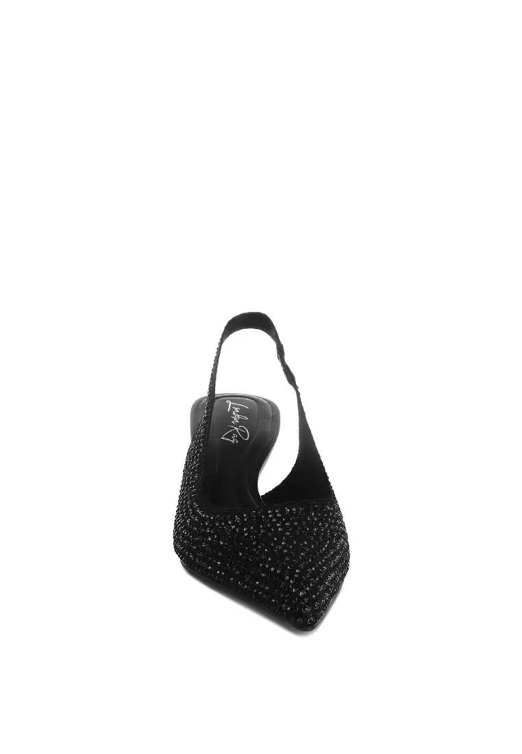 Flyknit Rhinestone Slingback Sandals in Black