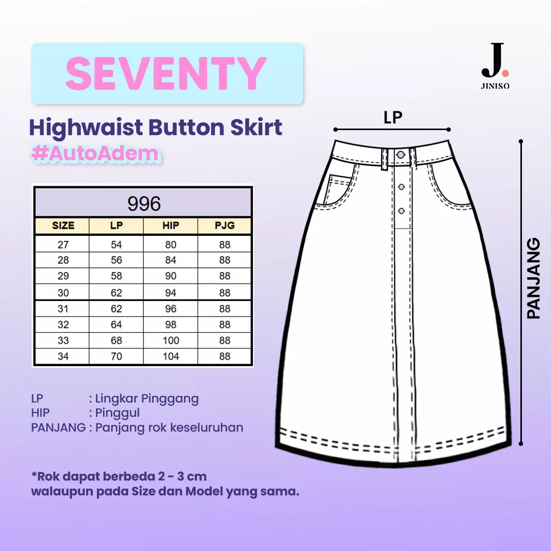 Highwaist Rok Slit Jeans Panjang 996 SEVENTY