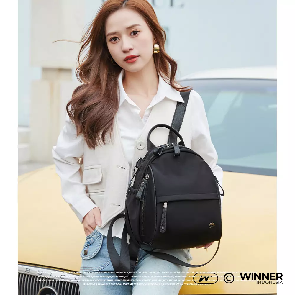 Tas Ransel Selempang 2in1 Oxford Anti-Air Backpack Korean Style (T14-017-6531) - Hitam Small