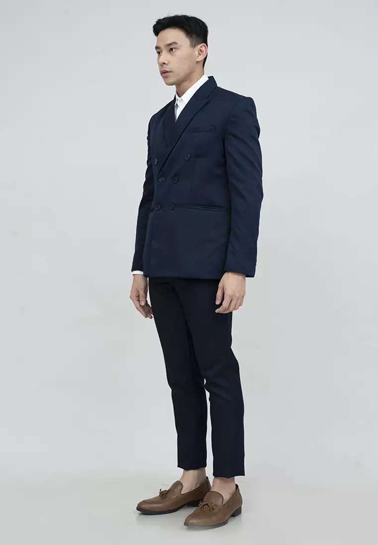 Jas Double Breast Navy Blazer Formal Pria Jas Nikah