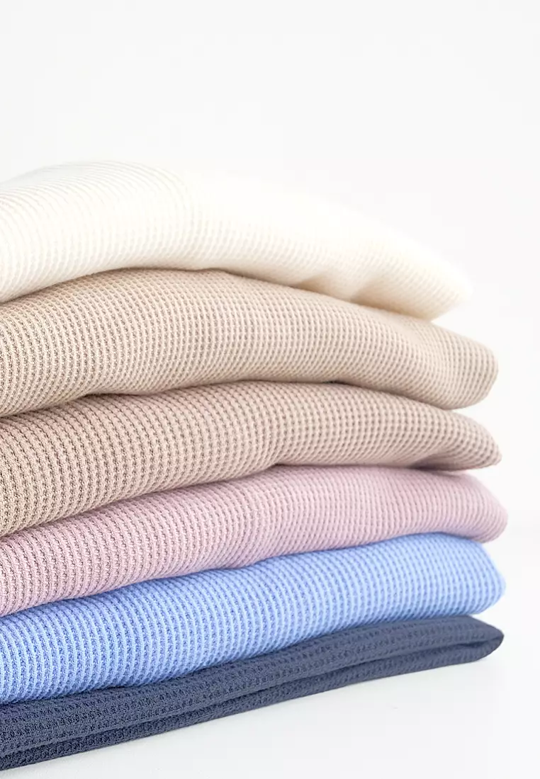 Zelena - Tavia Waffle Tshirt Pocket | Kaos Wanita Pria Olahraga Basic - Rose Mist