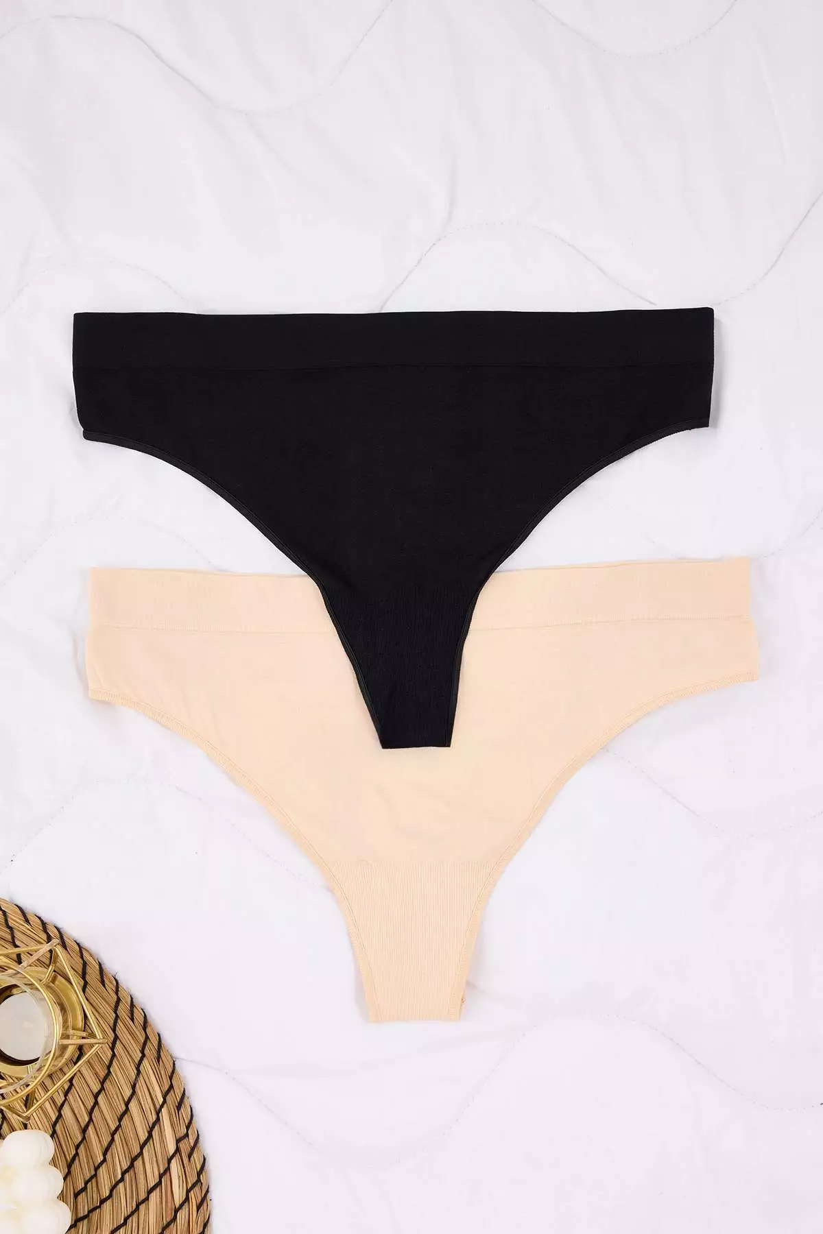 Black-Tan 2-Pack Seamless Thongs Tbbaw26Cm00015