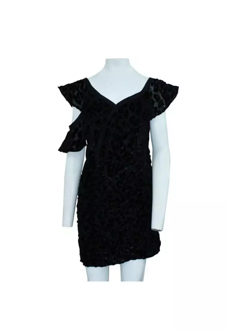 Self portrait Pre Loved SELF PORTRAIT Black Dress with Ruffles and