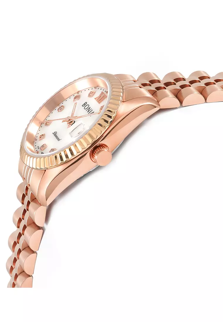 Bonia Diamond - Jam Tangan Analog Wanita - Rosegold - Stainless Steel - B10552-3553