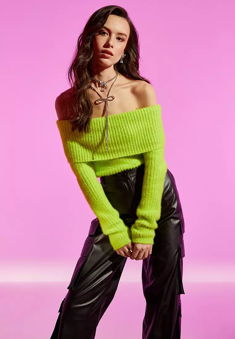 Off Shoulder Soft Texture Sweater