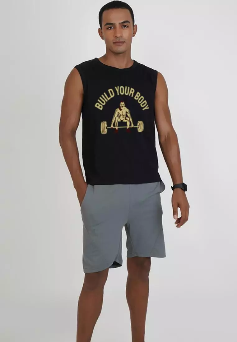 Build Your Body Black Graphic Sleeveless Gym workout Tank/Vest