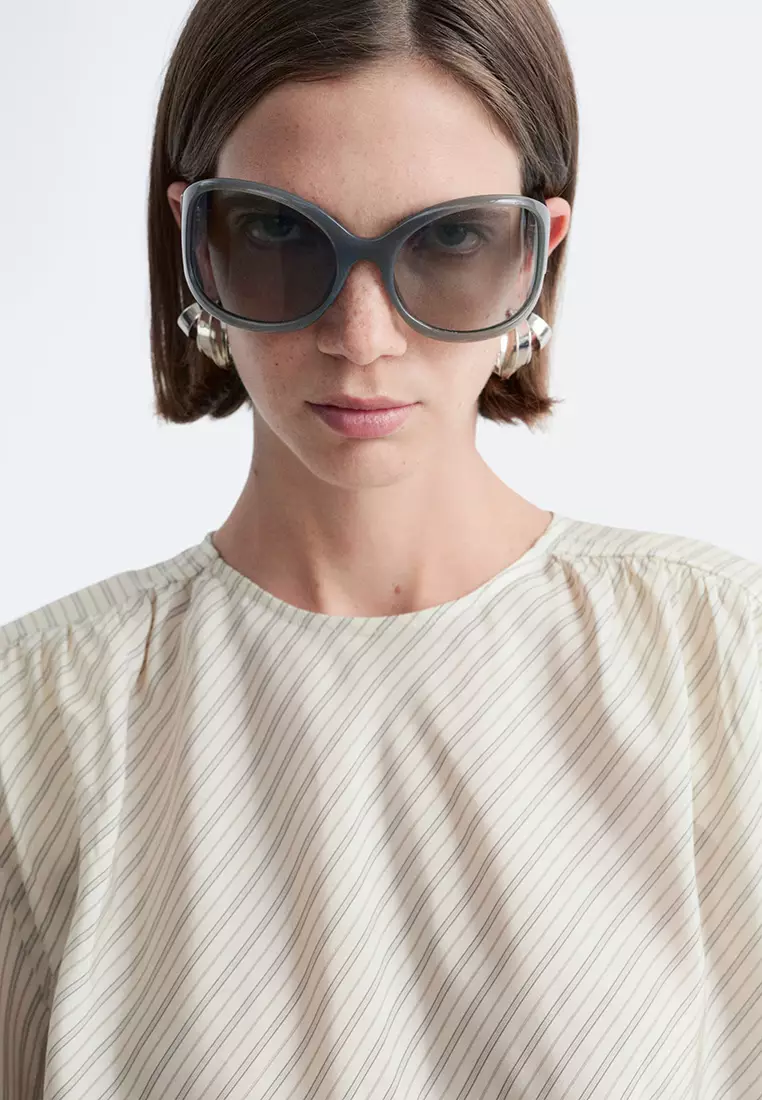 Gathered Tie-Belt Blouse