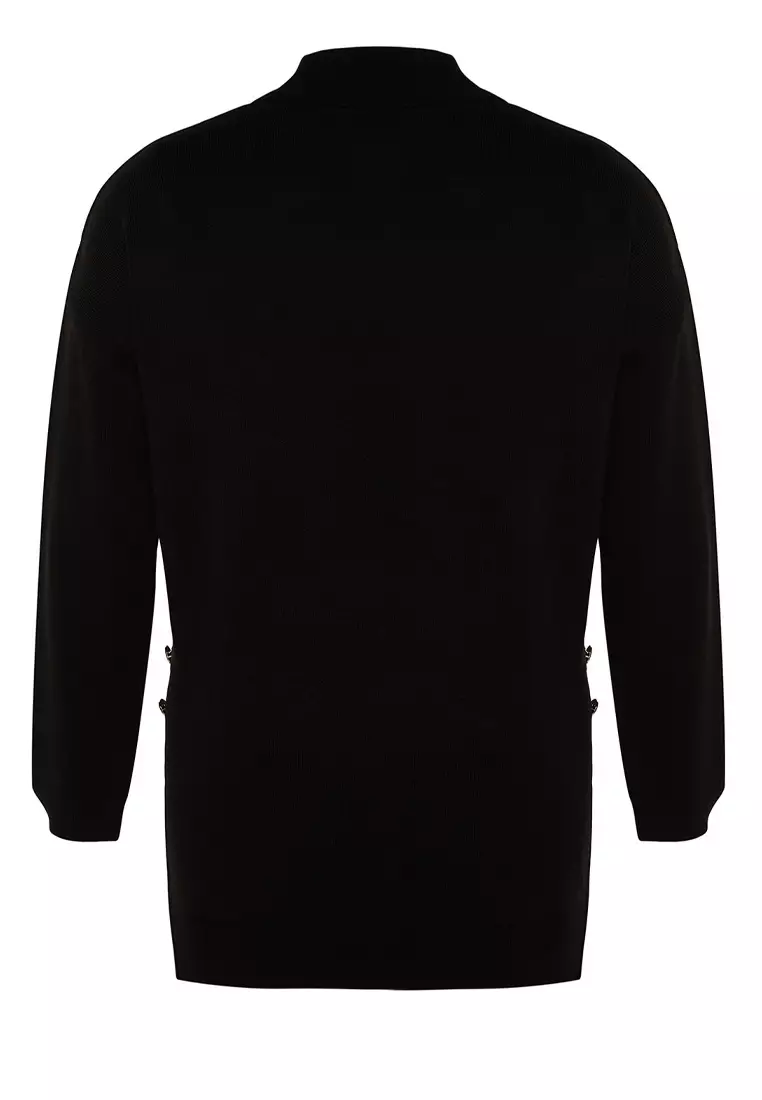 Black Button Detailed Turtleneck Knitwear Sweater Tbbaw24An00076