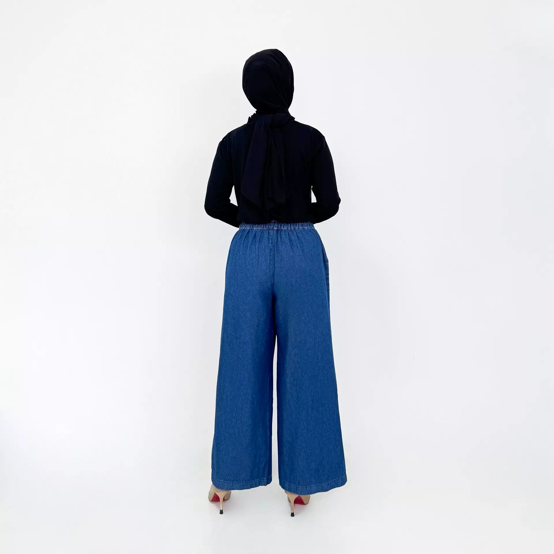 Ella Loose Denim Culotte - Celana Panjang Soft Jeans Wanita